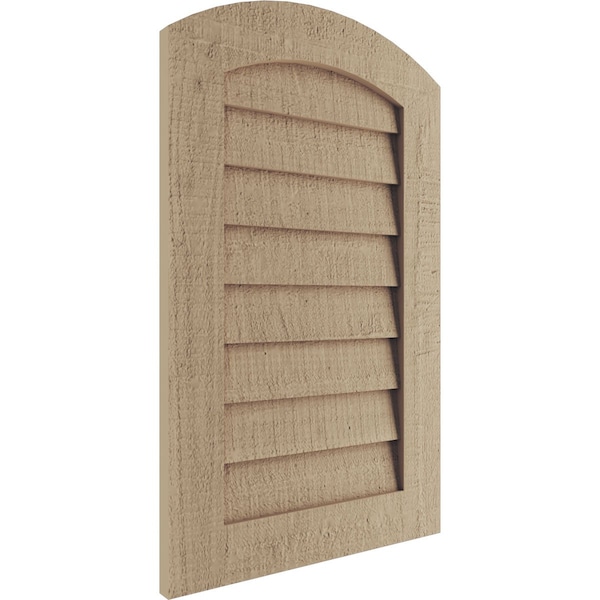 Ekena Millwork Timberthane Rough Cedar Arch Top Faux Wood Non-Functional Gable Vent, Primed Tan, 36"W x 39"H - GVURAR36X39DRCPR