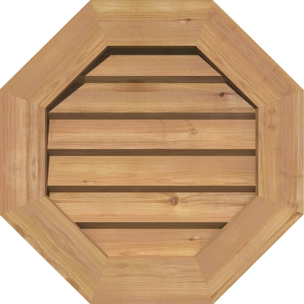 Ekena Millwork Octagonal Gable Vnt Non-Functional Western Red Cedar Gable Vnt w/Decorative Face Frame, 30"W x 30"H - GVWOC30X3002SDUWR