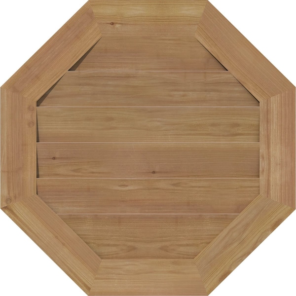 Ekena Millwork Octagonal Gable Vnt Non-Functional Western Red Cedar Gable Vnt w/Decorative Face Frame, 30"W x 30"H - GVWOC30X3002SDUWR