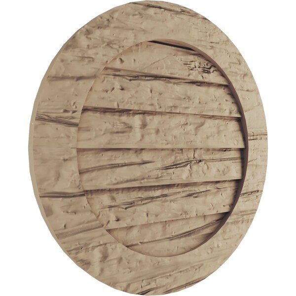 Ekena Millwork Timberthane Riverwood Round Faux Wood Non-Functional Gable Vent, Primed Tan, 33"W x 33"H - GVURRO33DRWPR