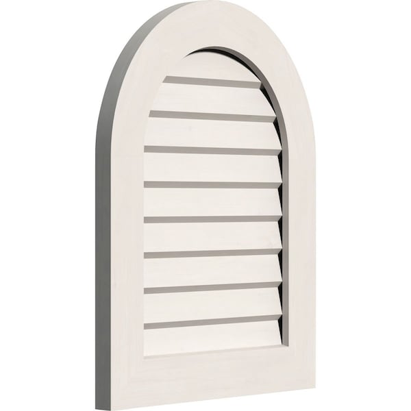 Ekena Millwork Round Top Gable Vent Non-Functional, PVC Gable Vent w/ 1" x 4" Flat Trim Frame, 26"W x 26"H - GVPRT26X2601DUN