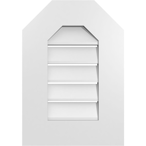 Ekena Millwork Octagonal Top Surface Mount PVC Gable Vent: Functional, w/ 3-1/2"W x 1"P Standard Frame, 14"W x 20"H - GVPOT14X2001SF