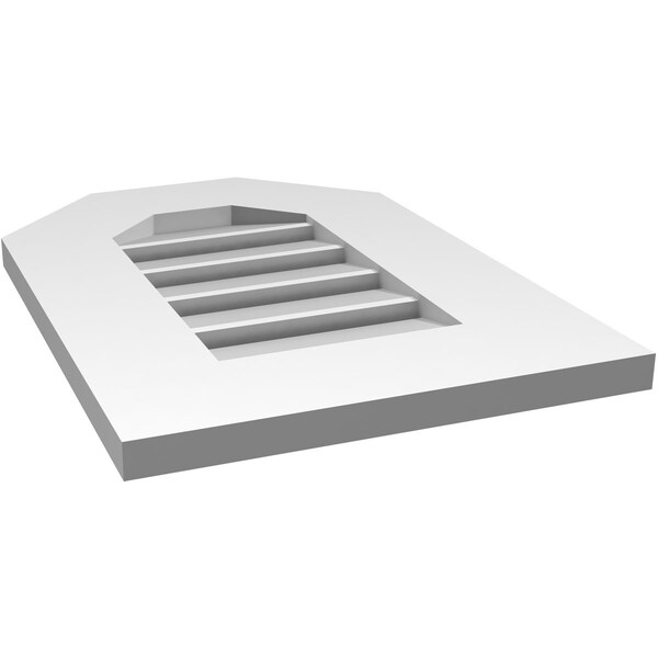 Ekena Millwork Octagonal Top Surface Mount PVC Gable Vent: Functional, w/ 3-1/2"W x 1"P Standard Frame, 14"W x 20"H - GVPOT14X2001SF