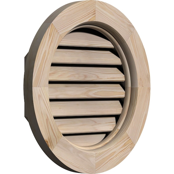 Ekena Millwork Round Gable Vent Primed, Functional, Pine Gable Vent w/ Brick Mould Face Frame, 18"W x 18"H - GVWRO18X1800SFPPI