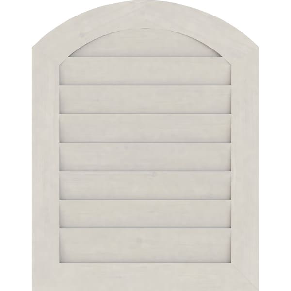 Ekena Millwork Arch Top Gable Vent Primed, Non-Functional, Pine Gable Vent w/ Decorative Face Frame, 12"W x 36"H - GVWAR12X3602SDPPI