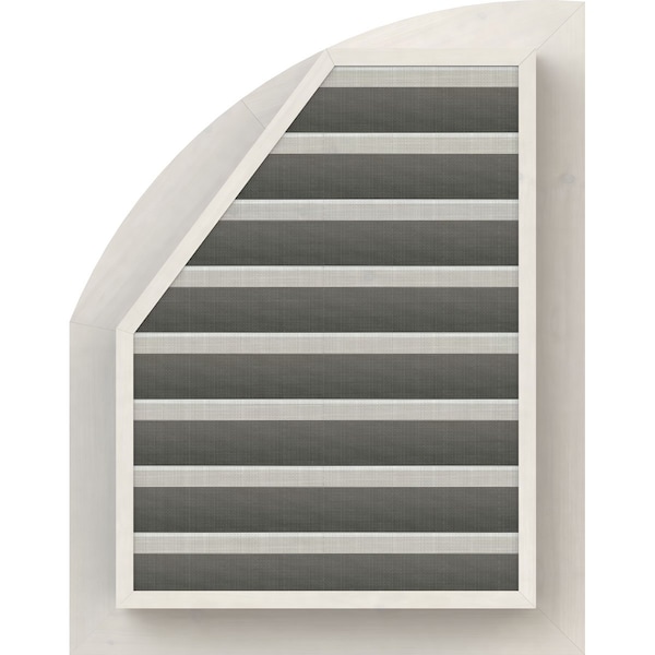 Ekena Millwork Quarter Round Top Right Primed, Functional, Pine Gable Vent w/ 1" x 4" Flat Trim Frame, 08"W x 34"H - GVWQR08X3401SFPPI