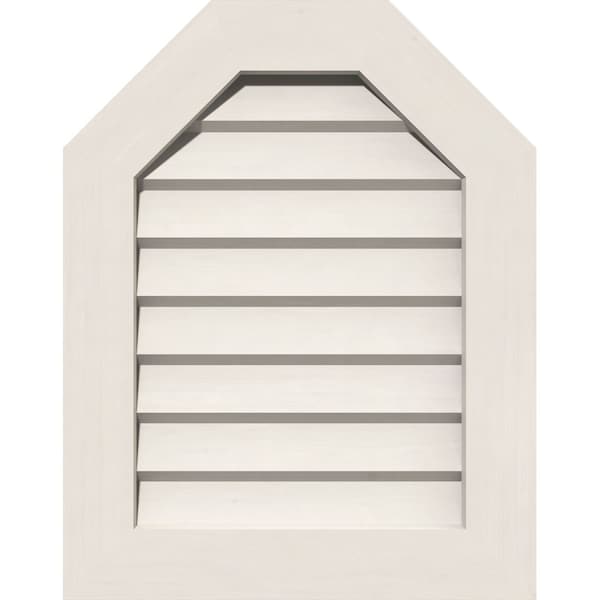 Ekena Millwork Octagonal Top Gable Vent Non-Functional, PVC Gable Vent w/ 1" x 4" Flat Trim Frame, 30"W x 36"H - GVPOT30X3601DUN