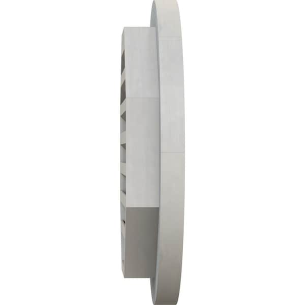 Ekena Millwork Round Gable Vent, Functional, Western Red Cedar Gable Vent w/ Brick Mould Face Frame, 18"W x 18"H - GVWRO18X1800RFPWR