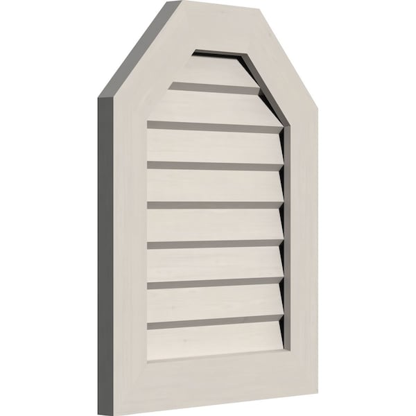 Ekena Millwork Octagonal Top Gable Vent Western Red Cedar Gable Vent w/Decorative Face Frame, 12"W x 12"H - GVWOT12X1202SDPWR