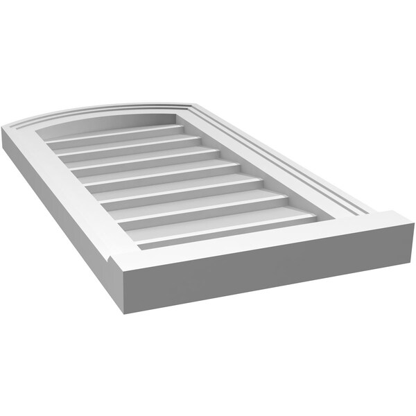 Ekena Millwork Arch Top Surface Mount PVC Gable Vent: Functional, w/ 2"W x 2"P Brickmould Sill Frame, 14"W x 26"H - GVPAR14X2603SF