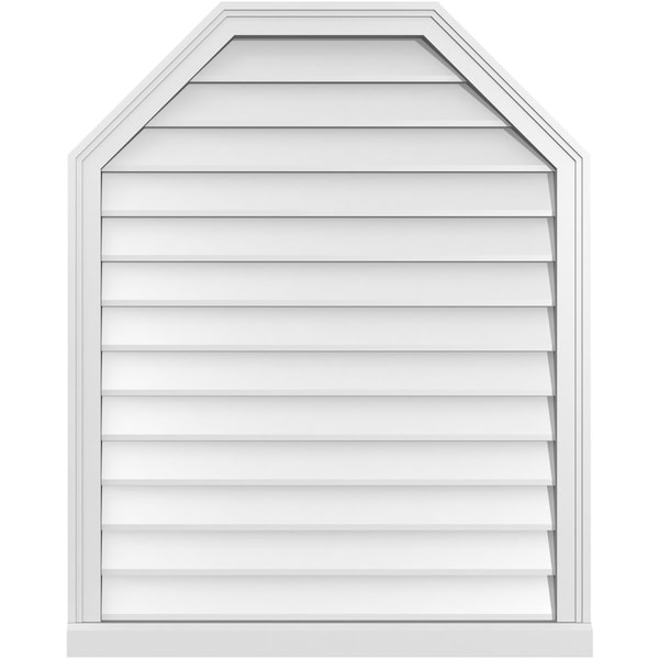 Ekena Millwork Octagonal Top Surface Mount PVC Gable Vent w/ 2"W x 2"P Brickmould Sill Frame, 32"W x 40"H - GVPOT32X4003SN