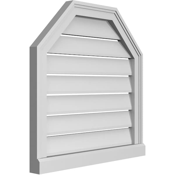 Ekena Millwork Octagonal Top Surface Mount PVC Gable Vent w/ 2"W x 2"P Brickmould Sill Frame, 24"W x 24"H - GVPOT24X2403SF