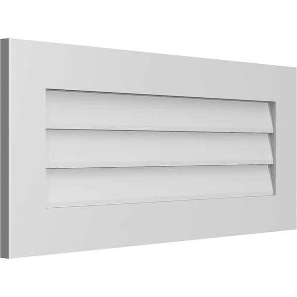 Ekena Millwork Vertical Surface Mount PVC Gable Vent: Non-Functional, w/3-1/2"W x 1"H, Standard Frame, 36"W x 16"H - GVPVE36X1601SN