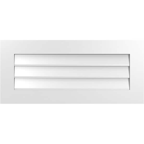 Ekena Millwork Vertical Surface Mount PVC Gable Vent: Non-Functional, w/3-1/2"W x 1"H, Standard Frame, 36"W x 16"H - GVPVE36X1601SN