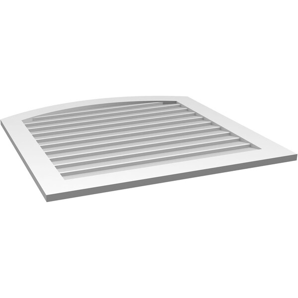 Ekena Millwork Arch Top Surface Mount PVC Gable Vent: Functional, w/ 3-1/2"W x 1"P Standard Frame, 38"W x 38"H - GVPAR38X3801SF