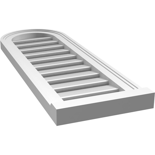 Ekena Millwork Round Top Surface Mount PVC Gable Vent: Functional, w/ 2"W x 2"P Brickmould Sill Frame, 12"W x 34"H - GVPRT12X3403SF