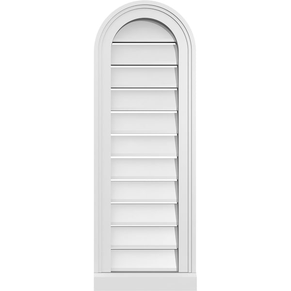Ekena Millwork Round Top Surface Mount PVC Gable Vent: Functional, w/ 2"W x 2"P Brickmould Sill Frame, 12"W x 34"H - GVPRT12X3403SF