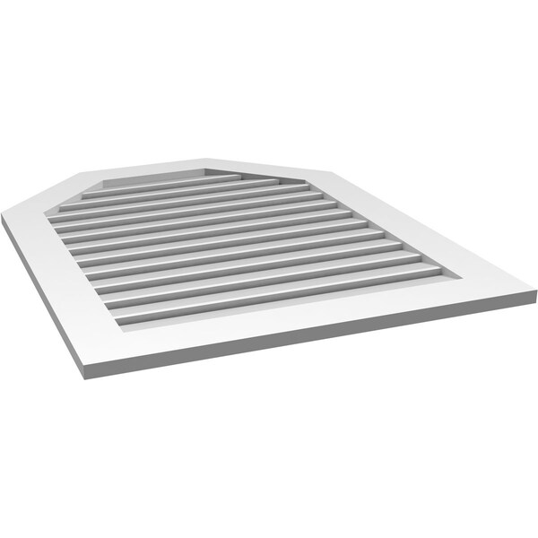 Ekena Millwork Octagonal Top Surface Mount PVC Gable Vent: Functional, w/ 3-1/2"W x 1"P Standard Frame, 32"W x 40"H - GVPOT32X4001SF