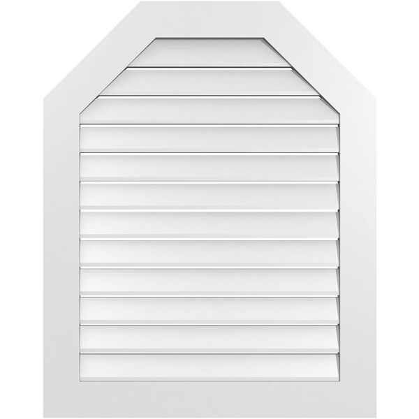 Ekena Millwork Octagonal Top Surface Mount PVC Gable Vent: Functional, w/ 3-1/2"W x 1"P Standard Frame, 32"W x 40"H - GVPOT32X4001SF