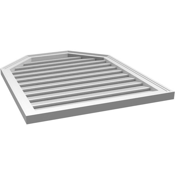 Ekena Millwork Octagonal Top Surface Mount PVC Gable Vent w/ 2"W x 1-1/2"P Brickmould Frame, 28"W x 34"H - GVPOT28X3402SF