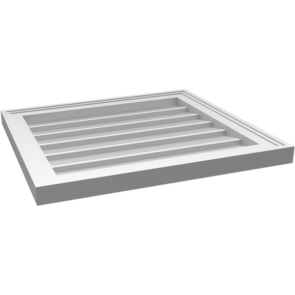 Ekena Millwork Vertical Surface Mount PVC Gable Vnt: Non-Functional, w/2"W x 1-1/2"H, Brickmould Frame, 22"W x 20"H - GVPVE22X2002SN