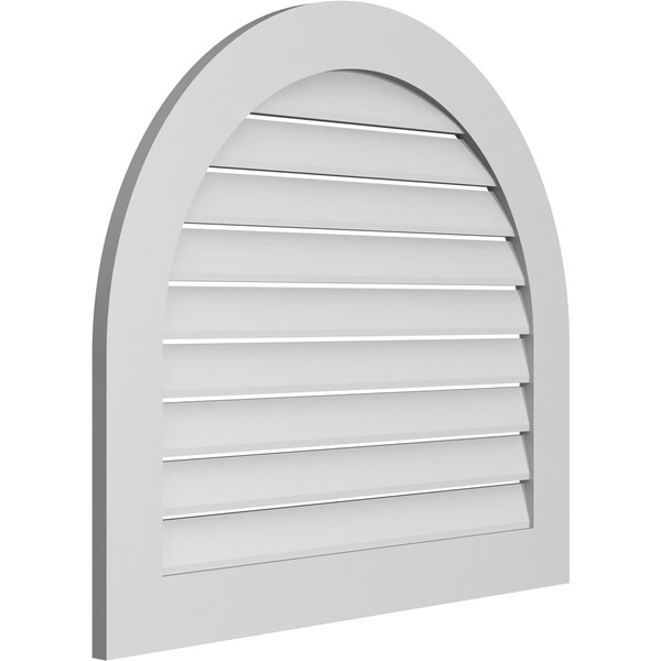Ekena Millwork Round Top Surface Mount PVC Gable Vent: Functional, w/ 3-1/2"W x 1"P Standard Frame, 36"W x 32"H - GVPRT36X3201SF
