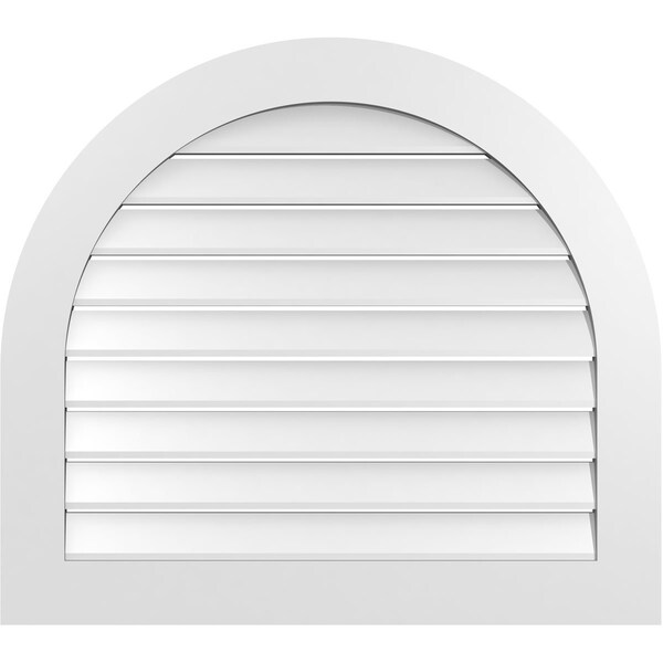 Ekena Millwork Round Top Surface Mount PVC Gable Vent: Functional, w/ 3-1/2"W x 1"P Standard Frame, 36"W x 32"H - GVPRT36X3201SF