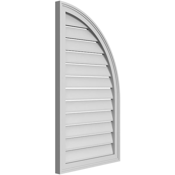 Ekena Millwork Quarter Round Top Right Surface Mount PVC Gable Vent w/ 2"W x 1-1/2"P Brickmould Frame, 22"W x 38"H - GVPQR22X3802SF