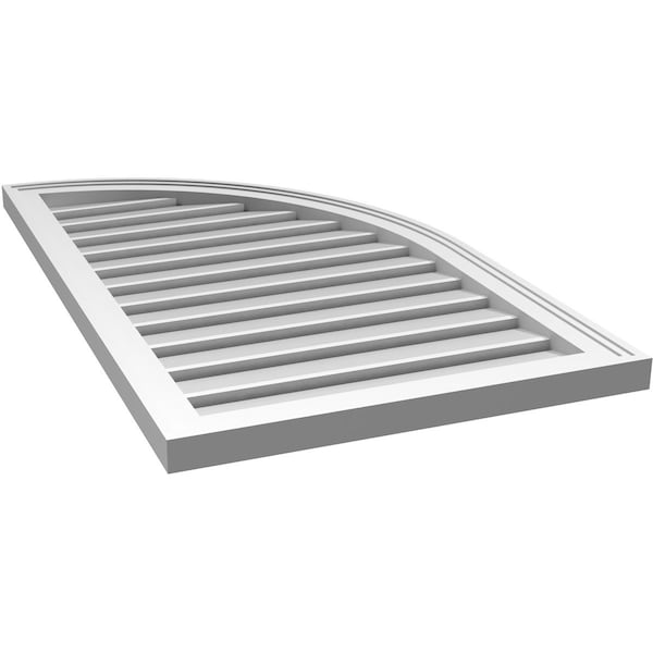 Ekena Millwork Quarter Round Top Right Surface Mount PVC Gable Vent w/ 2"W x 1-1/2"P Brickmould Frame, 22"W x 38"H - GVPQR22X3802SF