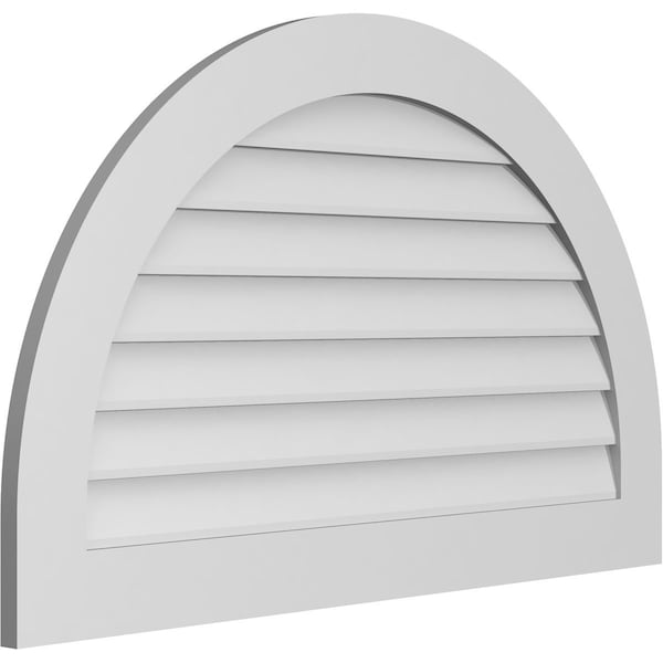 Ekena Millwork Round Top Surface Mount PVC Gable Vent: Non-Functional, w/ 3-1/2"W x 1"P Standard Frame, 42"W x 26"H - GVPRT42X2601SN