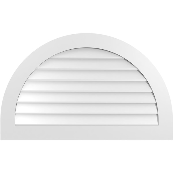 Ekena Millwork Round Top Surface Mount PVC Gable Vent: Non-Functional, w/ 3-1/2"W x 1"P Standard Frame, 42"W x 26"H - GVPRT42X2601SN