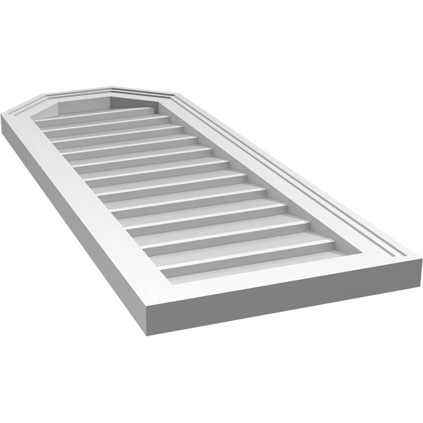 Ekena Millwork Octagonal Top Surface Mount PVC Gable Vent w/ 2"W x 1-1/2"P Brickmould Frame, 14"W x 36"H - GVPOT14X3602SN