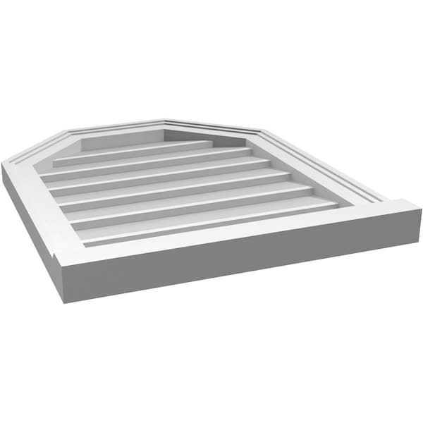 Ekena Millwork Octagonal Top Surface Mount PVC Gable Vent w/ 2"W x 2"P Brickmould Sill Frame, 20"W x 24"H - GVPOT20X2403SN