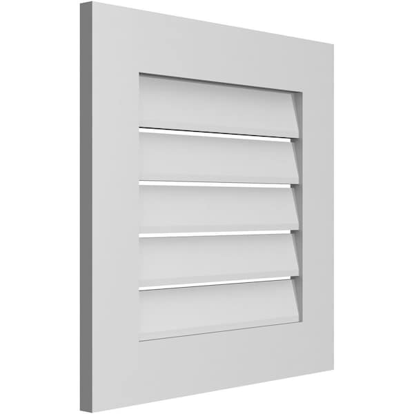 Ekena Millwork Vertical Surface Mount PVC Gable Vent: Functional, w/ 3-1/2"W x 1"P Standard Frame, 22"W x 22"H - GVPVE22X2201SF