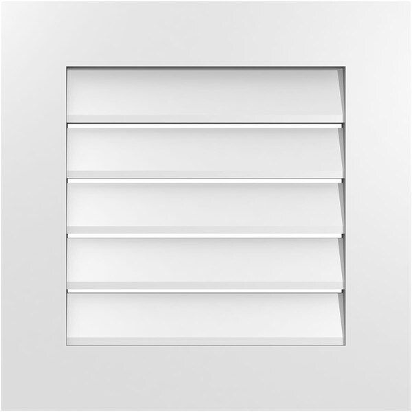 Ekena Millwork Vertical Surface Mount PVC Gable Vent: Functional, w/ 3-1/2"W x 1"P Standard Frame, 22"W x 22"H - GVPVE22X2201SF