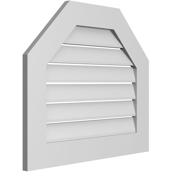 Ekena Millwork Octagonal Top Surface Mount PVC Gable Vent: Functional, w/ 3-1/2"W x 1"P Standard Frame, 28"W x 24"H - GVPOT28X2401SF