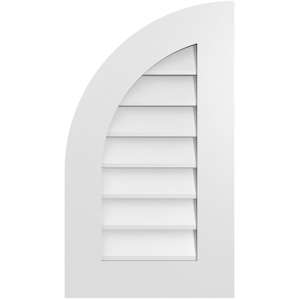 Ekena Millwork Quarter Round Top Left Surface Mount PVC Gable Vent w/ 3-1/2"W x 1"P Standard Frame, 16"W x 28"H - GVPQL16X2801SN