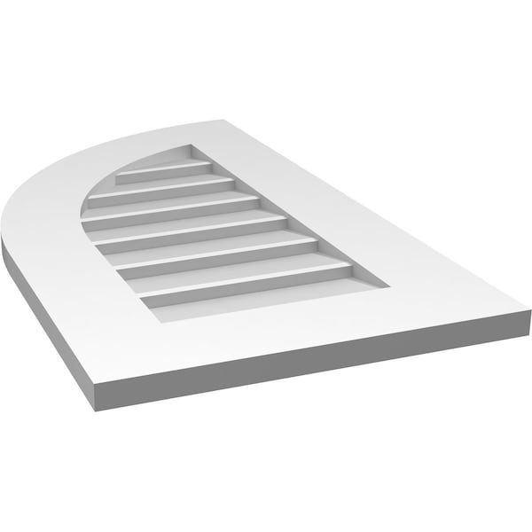 Ekena Millwork Quarter Round Top Left Surface Mount PVC Gable Vent w/ 3-1/2"W x 1"P Standard Frame, 16"W x 28"H - GVPQL16X2801SN