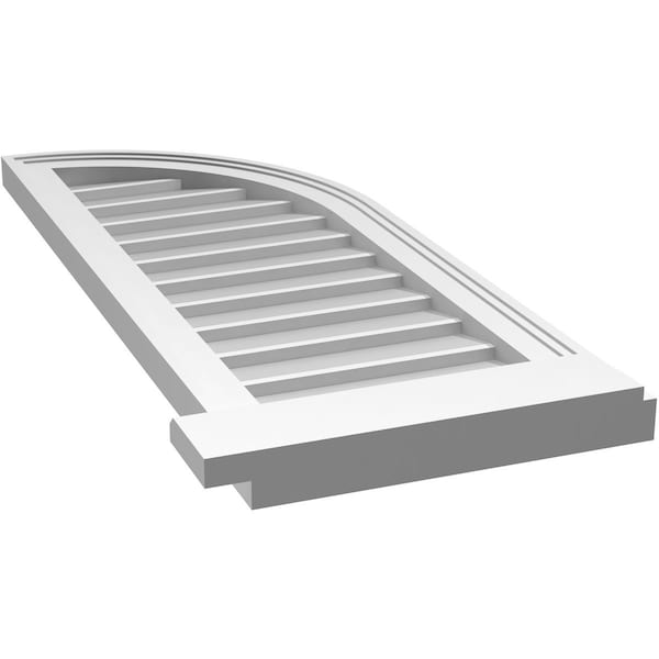 Ekena Millwork Quarter Round Top Right Surface Mount PVC Gable Vent w/ 2"W x 2"P Brickmould Sill Frame, 14"W x 36"H - GVPQR14X3603SN