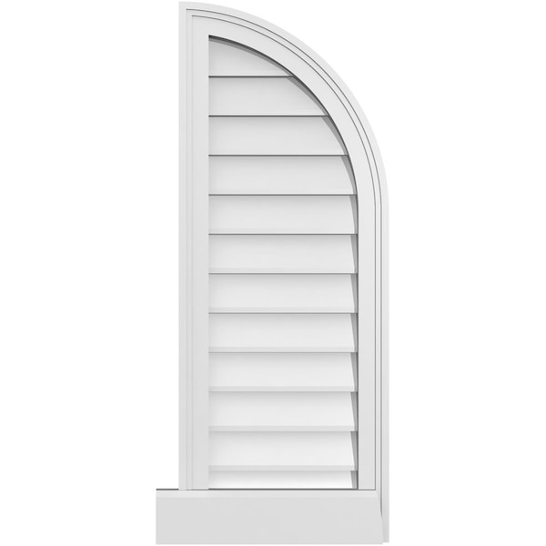 Ekena Millwork Quarter Round Top Right Surface Mount PVC Gable Vent w/ 2"W x 2"P Brickmould Sill Frame, 14"W x 36"H - GVPQR14X3603SN