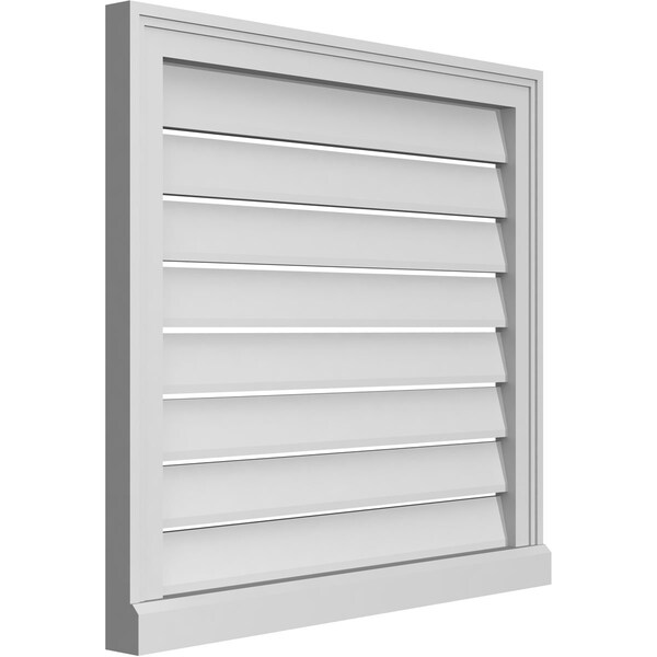Ekena Millwork Vertical Surface Mount PVC Gable Vent: Functional, w/ 2"W x 2"P Brickmould Sill Frame, 28"W x 26"H - GVPVE28X2603SF
