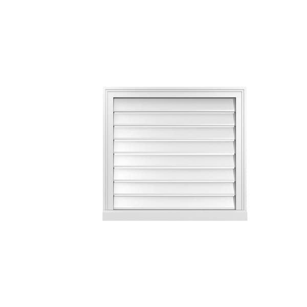 Ekena Millwork Vertical Surface Mount PVC Gable Vent: Functional, w/ 2"W x 2"P Brickmould Sill Frame, 28"W x 26"H - GVPVE28X2603SF