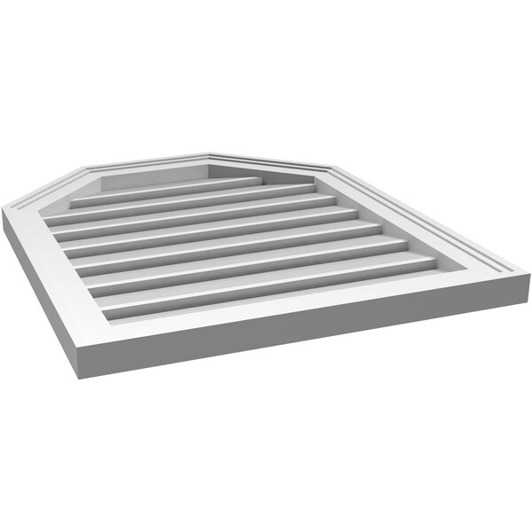 Ekena Millwork Octagonal Top Surface Mount PVC Gable Vent w/ 2"W x 1-1/2"P Brickmould Frame, 22"W x 26"H - GVPOT22X2602SF