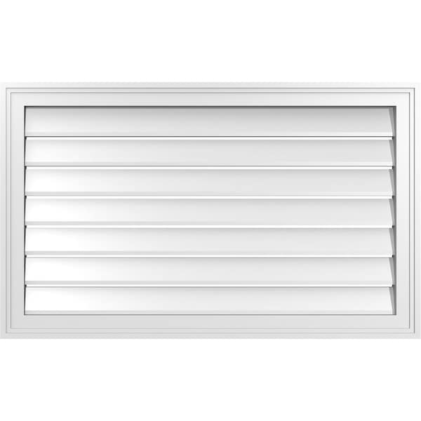 Ekena Millwork Vertical Surface Mount PVC Gable Vent: Functional, w/ 2"W x 1-1/2"P Brickmould Frame, 36"W x 22"H - GVPVE36X2202SF