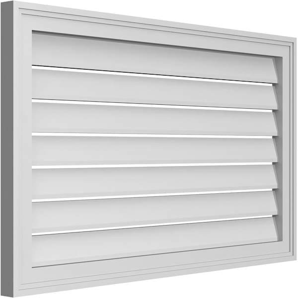 Ekena Millwork Vertical Surface Mount PVC Gable Vent: Functional, w/ 2"W x 1-1/2"P Brickmould Frame, 36"W x 22"H - GVPVE36X2202SF
