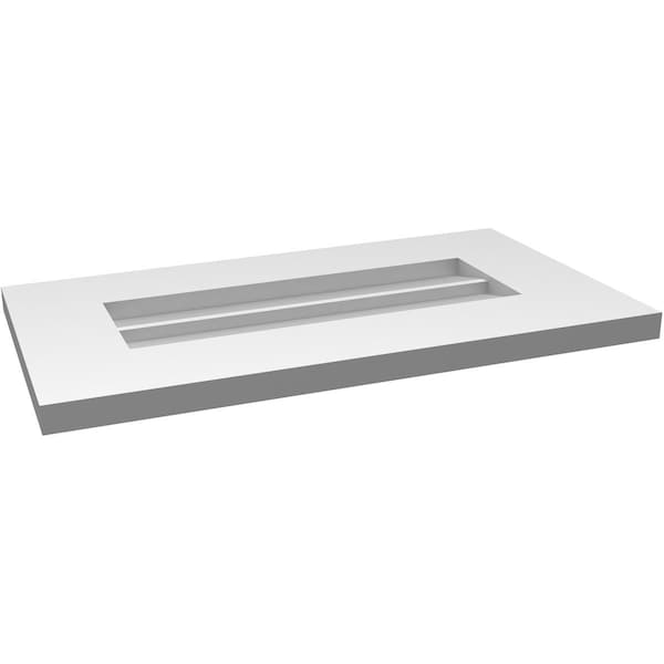 Ekena Millwork Vertical Surface Mount PVC Gable Vent: Non-Functional, w/ 3-1/2"W x 1"P Standard Frame, 22"W x 12"H - GVPVE22X1201SN