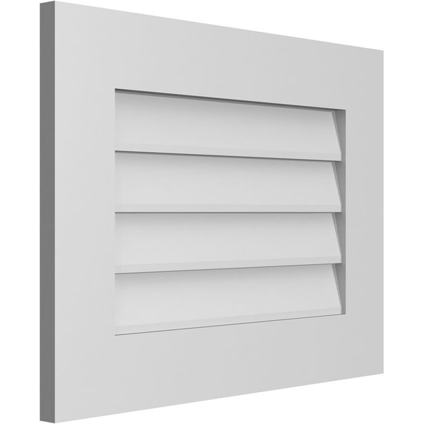 Ekena Millwork Vertical Surface Mount PVC Gable Vent: Non-Functional, w/ 3-1/2"W x 1"P Standard Frame, 24"W x 18"H - GVPVE24X1801SN