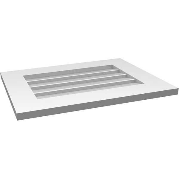 Ekena Millwork Vertical Surface Mount PVC Gable Vent: Non-Functional, w/ 3-1/2"W x 1"P Standard Frame, 24"W x 18"H - GVPVE24X1801SN