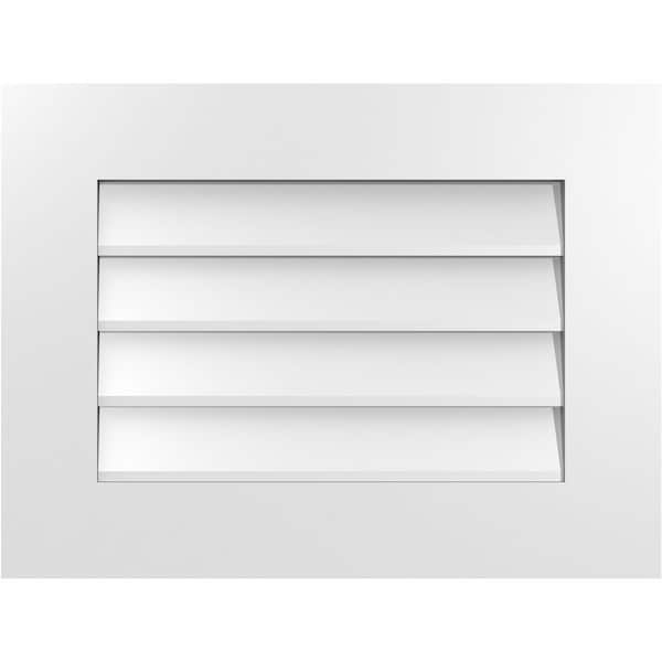 Ekena Millwork Vertical Surface Mount PVC Gable Vent: Non-Functional, w/ 3-1/2"W x 1"P Standard Frame, 24"W x 18"H - GVPVE24X1801SN