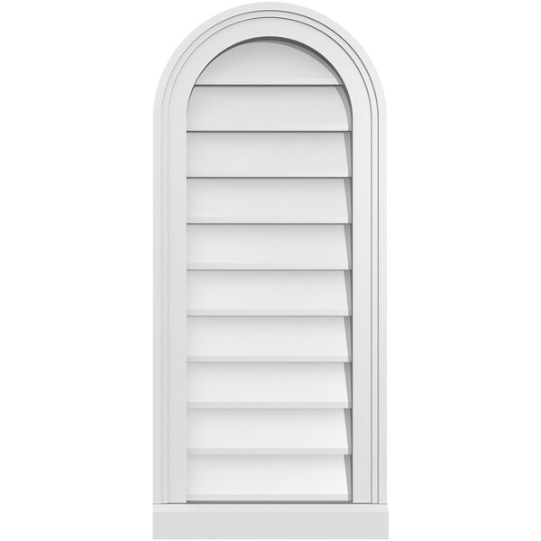 Ekena Millwork Round Top Surface Mount PVC Gable Vent w/ 2"W x 2"P Brickmould Sill Frame, 14"W x 32"H - GVPRT14X3203SN